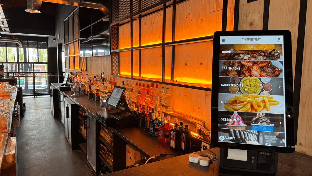 SelfService kiosk and TouchPoint till in bar area