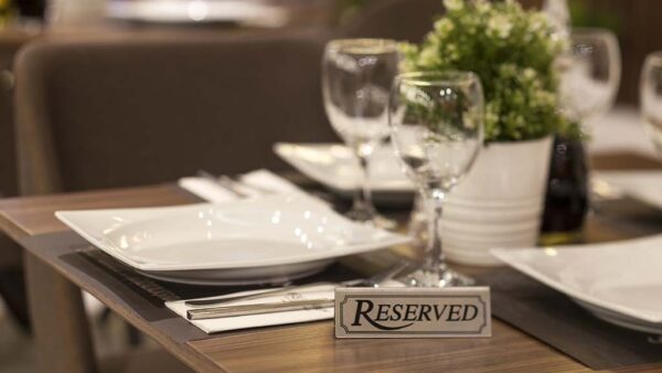 Restaurant table with reserve sign