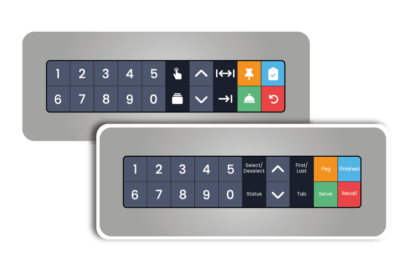 Two examples of ICRTouch TouchKitchen bump bar layouts