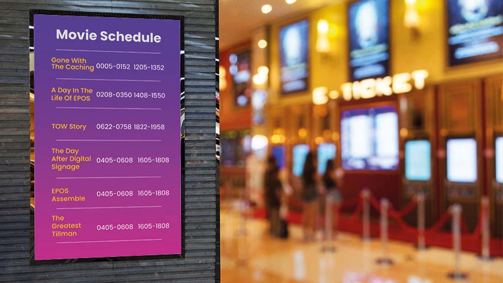 An ICRTouch DigitalSignage screen in place at a cinema