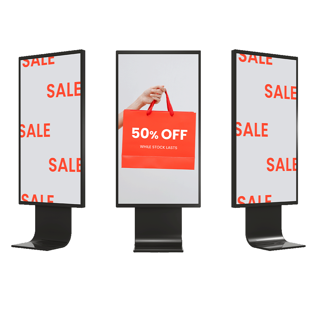 ICRTouch DigitalSignage screens promoting a sale