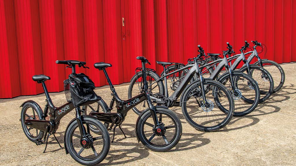 The fleet of e-bikes that ICRTouch purchased for the team