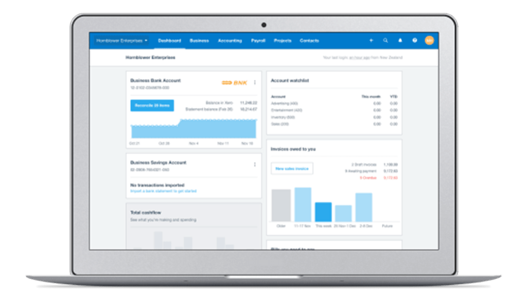 An example of Xero digital accounting software