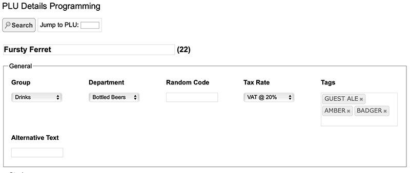 PLU Details Programming Adding Tags