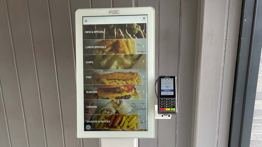 Fish and chip shop menu on SelfService kiosk
