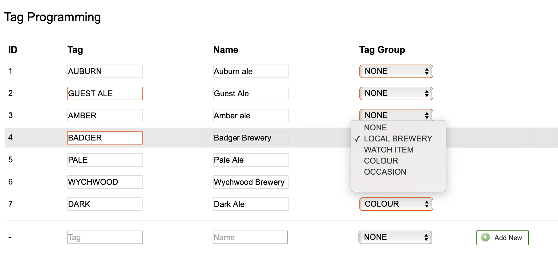 TAG Programming Tag Groups Choice Local Brewery