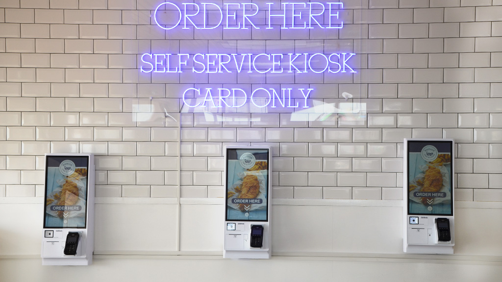 SelfService kiosk showing associated items feature in quick service restaurant