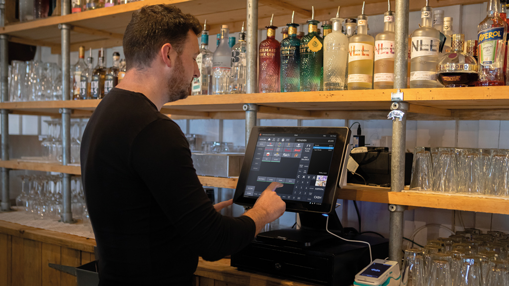 An ICRTouch TouchPoint till on the counter of a bar