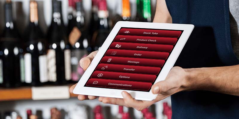 TouchStock hand-held stock management bring used in a wine bar