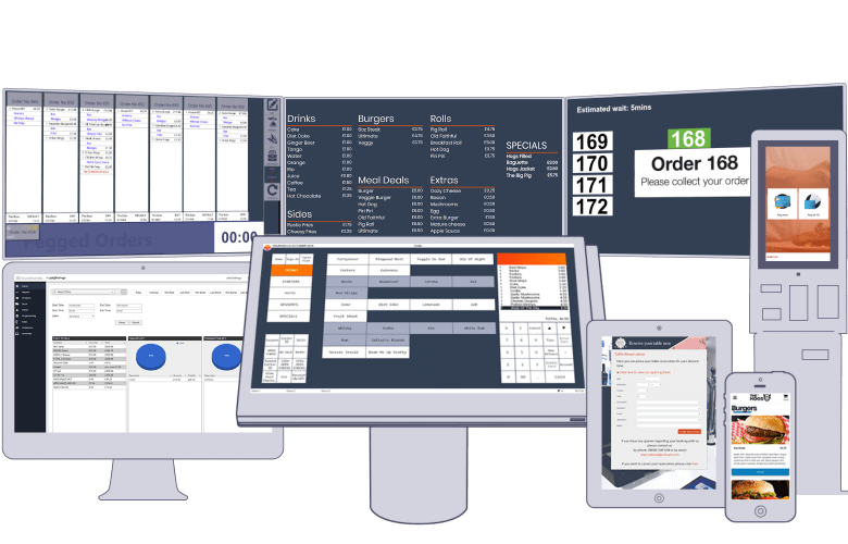 An illustration showing multiple ICRTouch products on different pieces of hardware